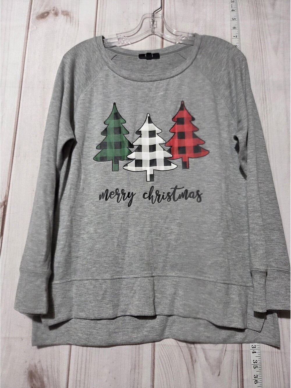 Modern Essentials Medium Gray Christmas Trees Sweatshirt Size M Merry Christmas